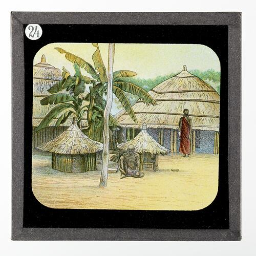 Lantern Slide - Spirit Huts, Life & Work of Dr David Livingstone, circa 1900