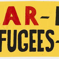 Banner - War No Refugees Yes, Refugee Action Collective, Feb 2003