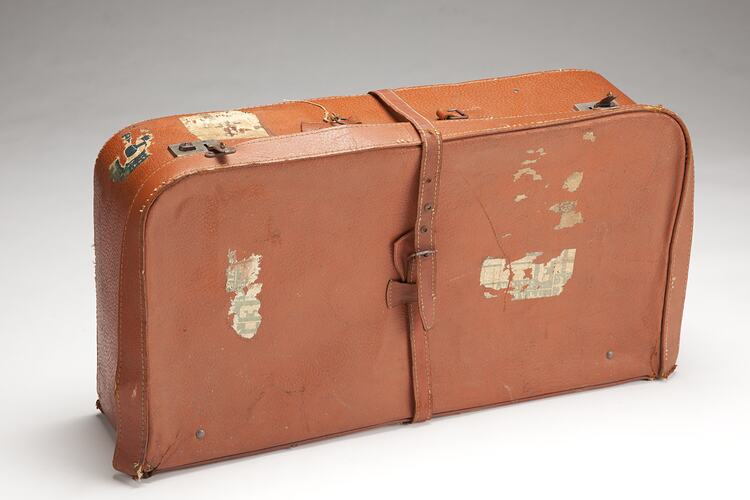 An old orange suitcase.