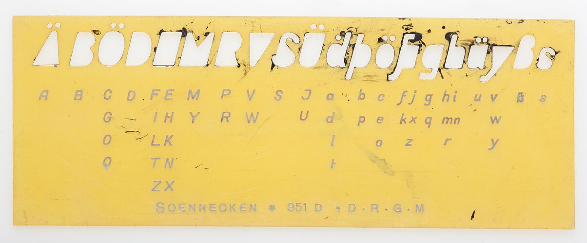 Drafting Stencil - Soennecken, 951 D, circa 1930s