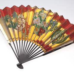 Fan - Gold with Coloured Flowers, Noh Theatre, 1990s