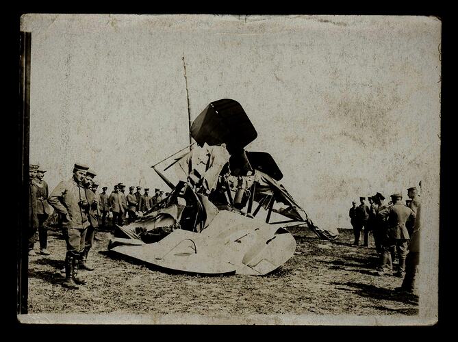 Photograph - Crashed Allied Plane Viewed by German Soldiers, 1914-1918