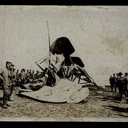 Photograph - Crashed Allied Plane Viewed by German Soldiers, 1914-1918