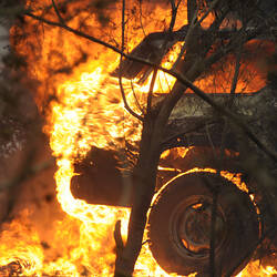 Digital photograph - 'Car on Fire', Black Saturday Bushfires, St Andrews, Victoria, 7 Feb 2009
