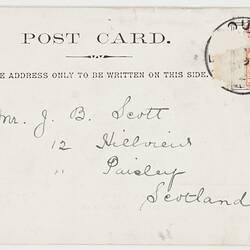 Postcard - Souvenir from Ballarat, 'Statuary in Stewart Street', To J.B. Scott from Marion Flinn, Melbourne, 20 Sep 1904