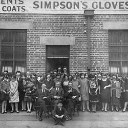 Photograph - Group of Employees in Front of Simpson's Gloves Factory, Richmond, Victoria, circa 1930