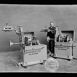 Glass Negative - Chas Ruwolt Pty Ltd, Rubber Tyre Building Machine & Thread Setting Attachment for Olympic Tyre & Rubber Co., 1934