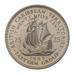Proof Coin - 25 Cents, British Caribbean Territories, 1955