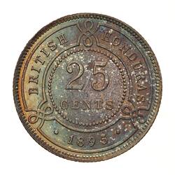 Proof Coin - 25 Cents, British Honduras (Belize), 1895