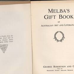 Book - 'Melba's Gift Book of Australian Art', Robertson & Co, Melbourne, circa 1915