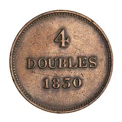 Coin - 4 Doubles, Guernsey, Channel Islands, 1830