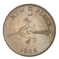 Coin - 5 New Pence, Guernsey, Channel Islands, 1968
