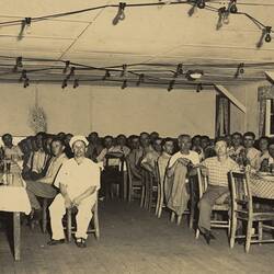 Digital Photograph - Men Eating at Mess Hall, Bonegilla Migrant Reception and Training Centre, 1950