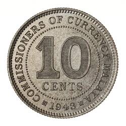 Coin - 10 Cents, Malaya, 1943