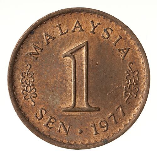 Coin - 1 Sen, Malaysia, 1977