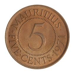 Coin - 5 Cents, Mauritius, 1971