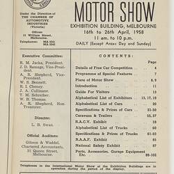Catalogue - International Motor Show, Melbourne, Apr 1958