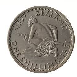 Coin - 1 Shilling, New Zealand, 1951