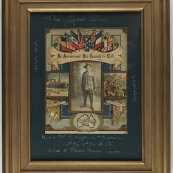 Certificate of Appreciation - 'He Answered His Country's Call: For Duty Nobly Done', Private Knight, World War I, circa 1917