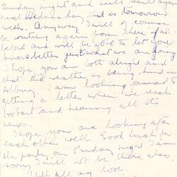 Letter - From Hope Macpherson to Parents During Expedition to Wilsons Promontory and Islands off Tasmania, 15 Jun 1954