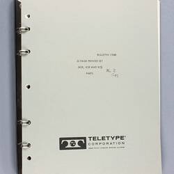 Parts Catalogue - Teletype, Type 33 Printer Set, 1969