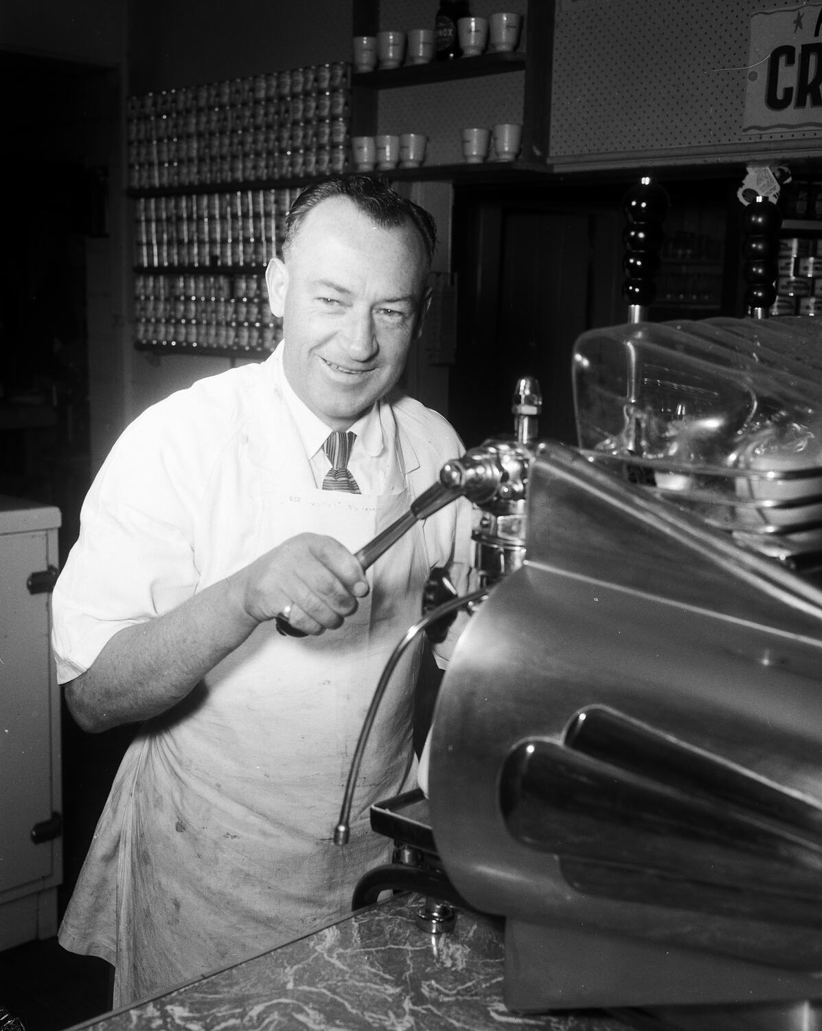 Negative - Man with Expresso Machine, Melbourne, Victoria, 1956