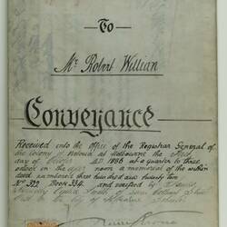 Conveyance Contract - Property of Robert Willian, Princes Street, Williamstown, 26 Jul 1886