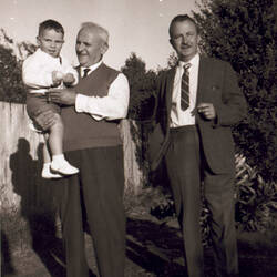 Negative - Nick & George Karathanasopoulos with Grandson Nick, Ormond, Victoria, 25 Dec 1962