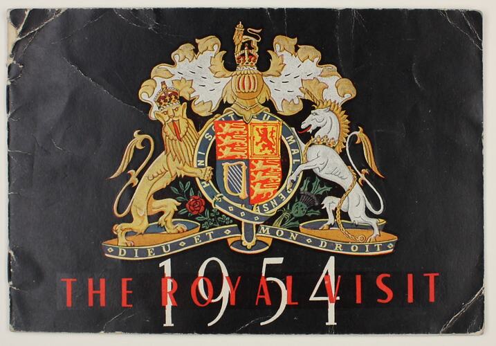 Black booklet with colour insignia of lion and unicorn either side of shield.