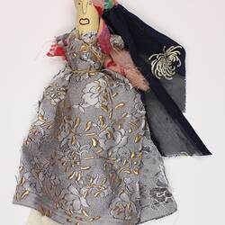 Doll - Dressed for a Feast, Pink & Gold Fabric, Handmade, Lahfart Village, Morocco, 2009