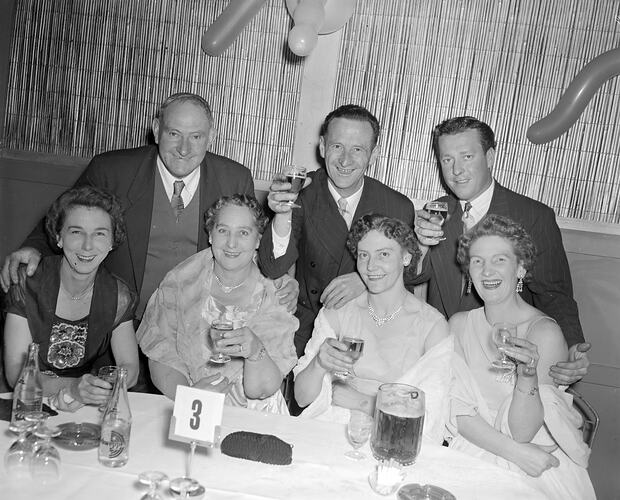 Commonwealth Fertilizers and Chemicals Ltd, Group Portrait at Ball, Melbourne, Victoria, Jul 1958