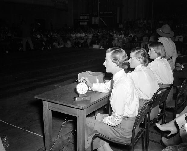 Time Keeping Officials, Fencing Event, Olympic Games, Melbourne, Victoria, 1956