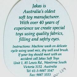 Swing Tag - Jakas Soft Toys