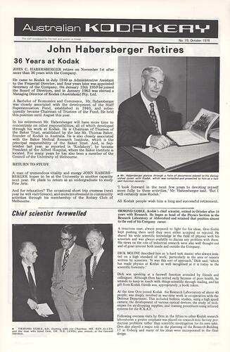 Newsletter - 'Australian Kodakery', No 73, Oct 1976