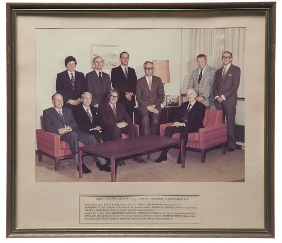 Kodak (Australasia) Pty Ltd, Operations Committee, October 1976, framed