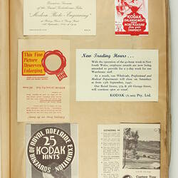 Scrapbook - Kodak Australasia Pty Ltd, Advertising Clippings, 'Printing Samples 1950 -1951', Abbotsford, 1950-1951