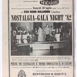 Newspaper Advertisement - Mokambo Orchestra, Nostalgia Gala Night '82, 14 Jun 1982