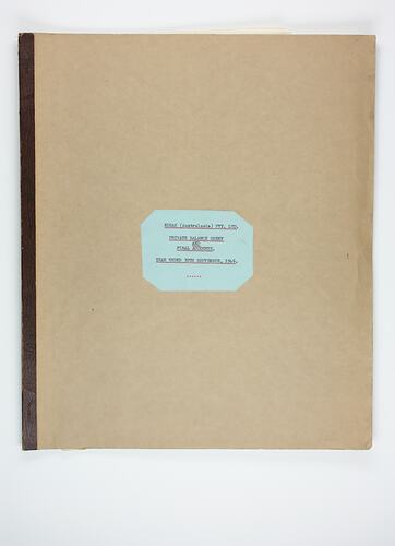 Paper book with typed label.