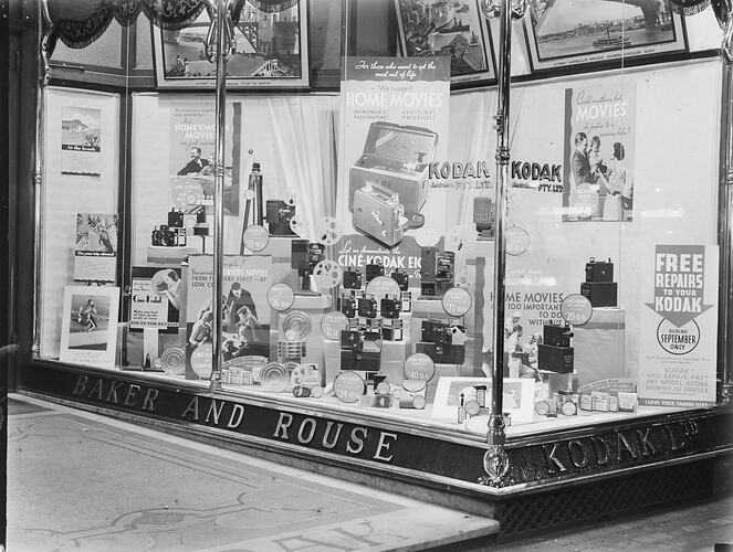 Kodak Australasia Pty Ltd, Shopfront Display, 'Cine Kodak Home Movies', George St, Sydney, Sep 1932 - Sep1934