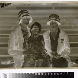 Portrait of Two Women and Child in Stadium, circa 1930s