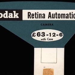 Price Ticket - Kodak Australasia Pty Ltd, 'Kodak Retina Automatic II Camera',  circa 1960 - 1963