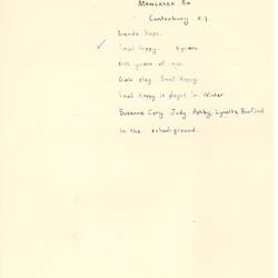 Document - Brenda Hope, Addressed to Dorothy Howard, Description of Hopscotch Game 'Snail Hoppy', 1954-1955
