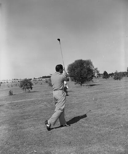 Man Swinging a Golf Club, Cranbourne, Victoria, 05 Mar 1960