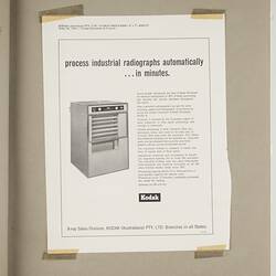 Scrapbook Page - Kodak Australasia Pty Ltd, Advertising Clippings, 'X-ray (Industrial)', 1963 - 1973, Coburg