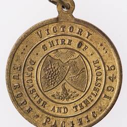 Medal - Shire of Doncaster & Templestowe Victory Europe-Pacific, Victoria, Australia, 1945 - Reverse