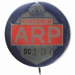 Badge - Air Raid Precautions Warden, circa 1939-1945, Obverse