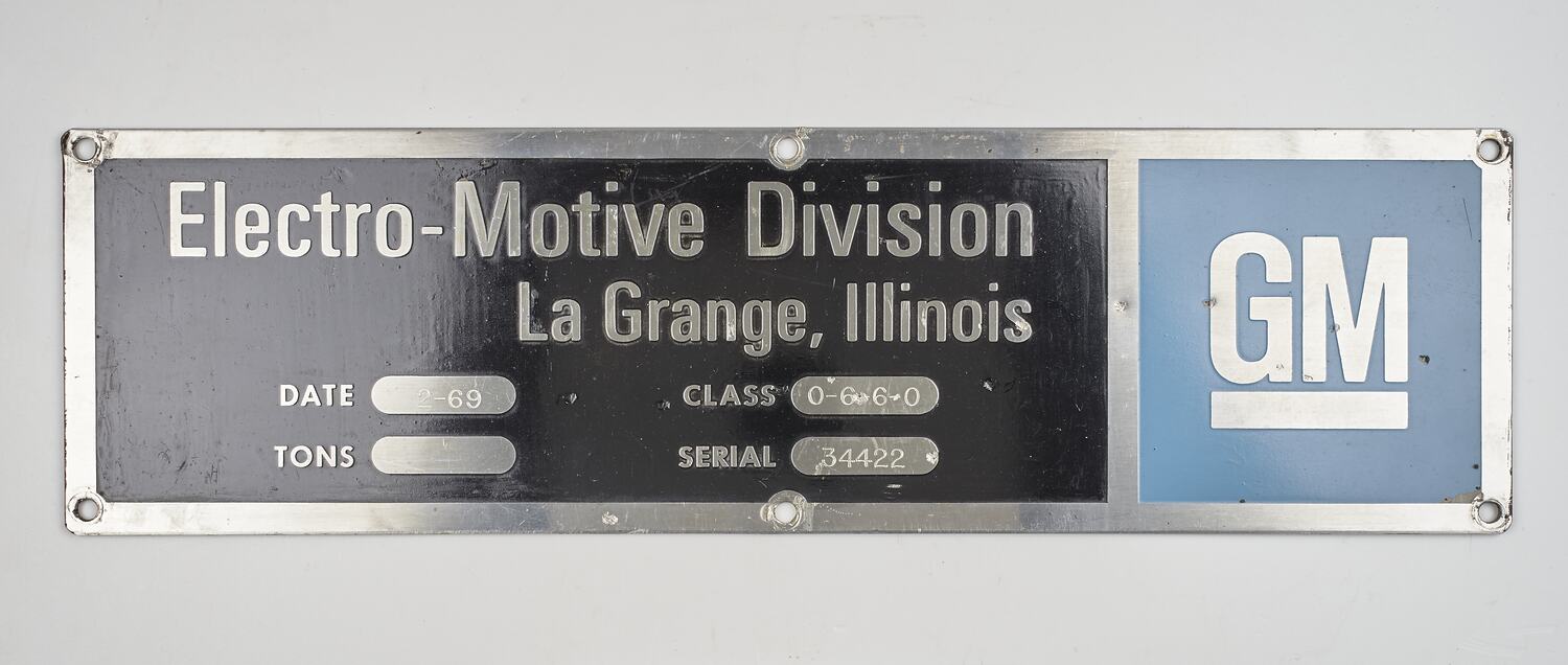 Builders Plate General Motors, ElectroMotive Division