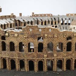 Model of Colosseum made of cork. Detail of external wall.