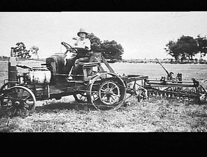 Copy Negative - Home-Made Tractor Built by W.H. Shreeve (?), Garfield, Victoria, Feb 1940