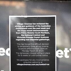 Digital Photograph - Poster, Village Cinemas, Jam Factory, Chapel Street, South Yarra, Jul 2020